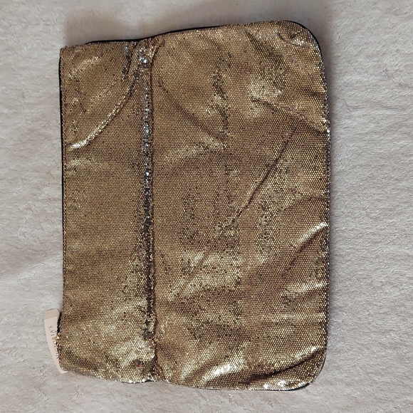 Victoria's Secret Gold Sparkly Fold Over Clutch Accessory Bag - Picture 2 of 8